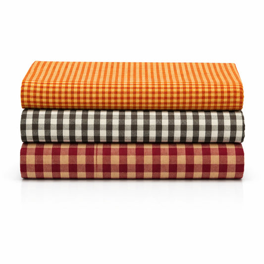 Set of 3 Cotton Kitchen Towels – Absorbent Buffalo Check Dish Towels for Kitchen, Dining & Cleaning – Soft Reusable Farmhouse Tea Towels