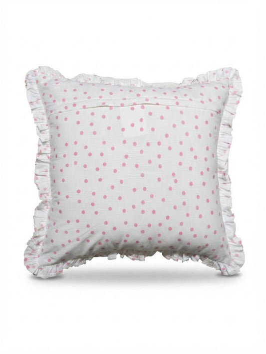 Floral Patchwork Cotton Pillow Cover with Ruffled Border – Vintage Printed Cushion Cover 18 x 18 Inch - Pack of 1