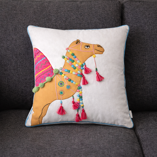Velvet Cushion Cover – Decorative Camel Throw Pillow for Sofa, Bed, Living Room & Boho Home Décor (Pack of 1, 2 & 5)