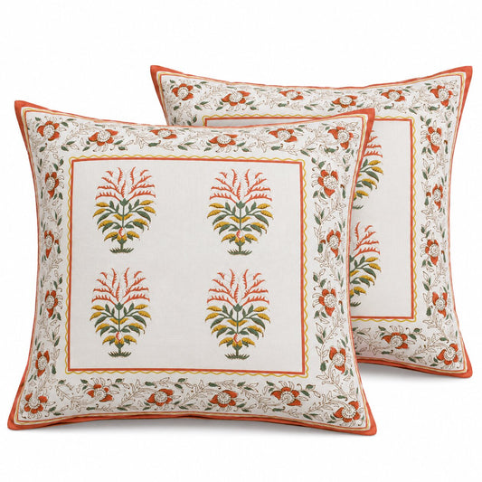 Cotton Slub Printed Cushion Cover 18 x 18 Inch – Multicolour Floral Accent