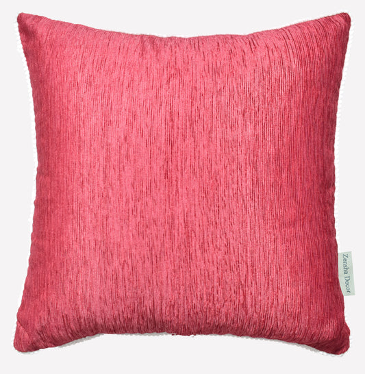 Red Velvet Cushion Cover with White Pom Pom Trim – Soft Polyester Decorative Pillow Cover