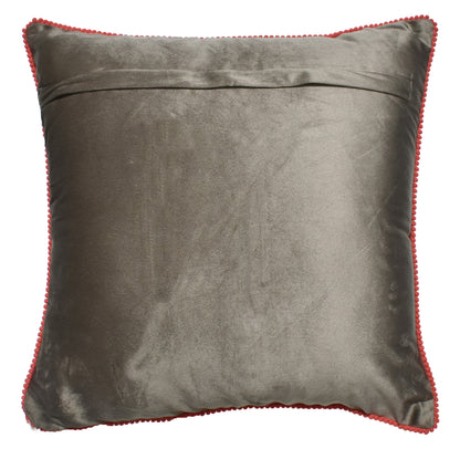 Zensha Decor 18x18 Inch Velvet Floral Embroidered Cushion Cover – Taupe Grey