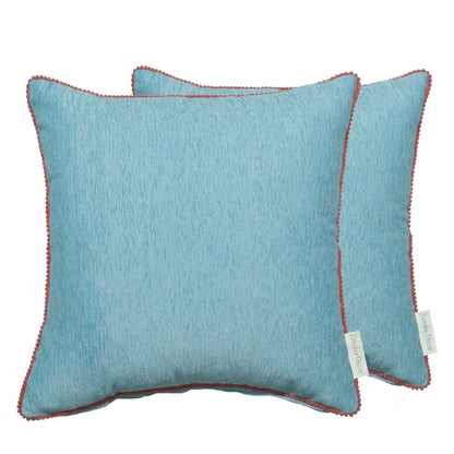 Velvet Cushion Cover with Red Pom Pom Trim – Soft Polyester Decorative Pillow Cover