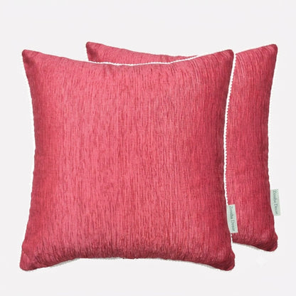 Red Velvet Cushion Cover with White Pom Pom Trim – Soft Polyester Decorative Pillow Cover