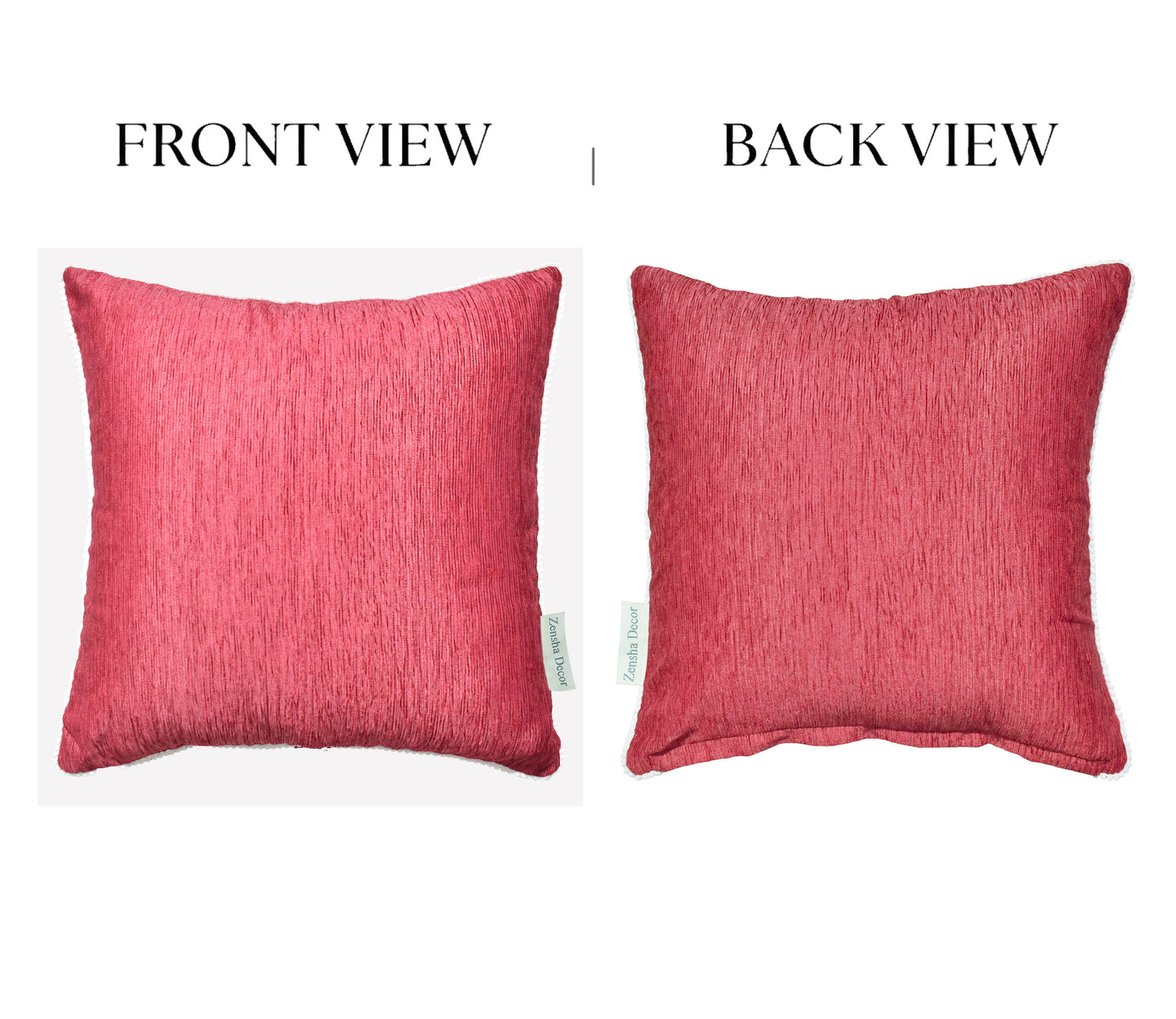 Red Velvet Cushion Cover with White Pom Pom Trim – Soft Polyester Decorative Pillow Cover