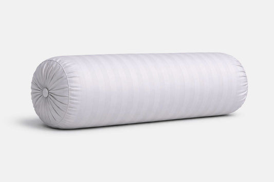 White Striped Bolster Pillow 9x20 Inch Set of 1 – Soft Polyester Cylindrical Roll Cushion for Neck & Back Support, Long Round Pillow for Bed & Sofack & Back Support, Long Round Pillows for Bed & Sofa
