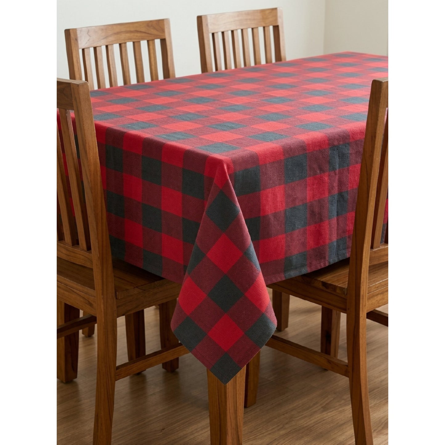Zensha Cotton Rectangular Checkered Dining Table Cloth for 4–6 Seater (140x180 cm) | Wrinkle-Resistant | Perfect for Daily Use & Parties