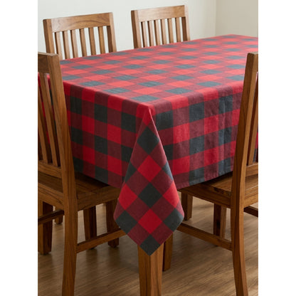 Zensha Cotton Rectangular Checkered Dining Table Cloth for 4–6 Seater (140x180 cm) | Wrinkle-Resistant | Perfect for Daily Use & Parties