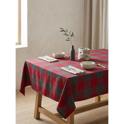 Zensha Cotton Rectangular Checkered Dining Table Cloth for 4–6 Seater (140x180 cm) | Wrinkle-Resistant | Perfect for Daily Use & Parties