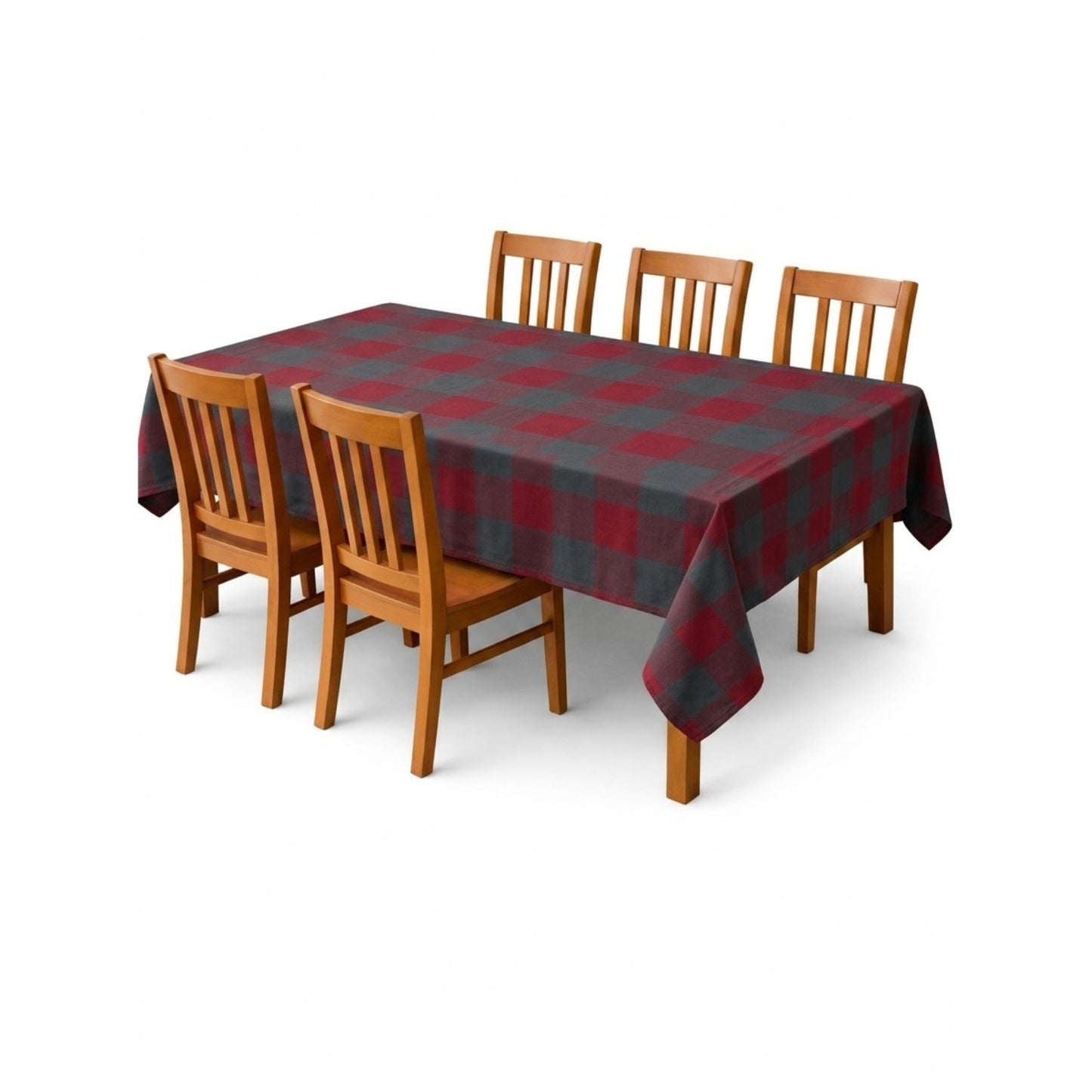 Zensha Cotton Rectangular Checkered Dining Table Cloth for 4–6 Seater (140x180 cm) | Wrinkle-Resistant | Perfect for Daily Use & Parties