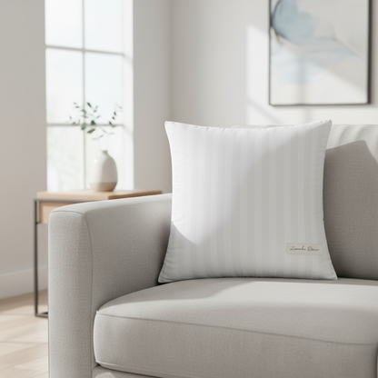 18x18 Inch White Striped Polyester Cushion Insert – Premium Soft Decorative Throw Pillow Insert