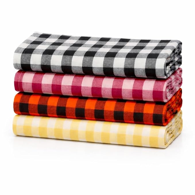 4-Piece Checkered Kitchen Towel Set – Soft & Absorbent Cotton Dish Towels for Kitchen Cleaning & Drying