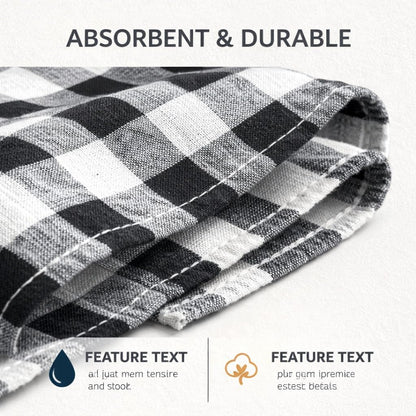 4-Piece Checkered Kitchen Towel Set – Soft & Absorbent Cotton Dish Towels for Kitchen Cleaning & Drying