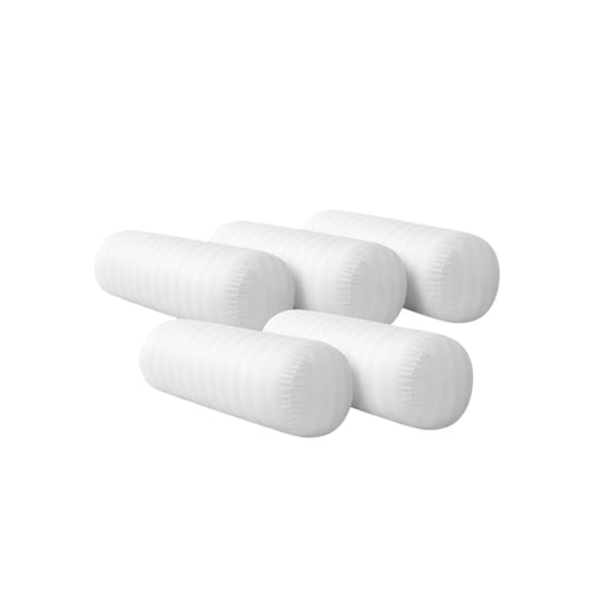 White Striped Bolster Pillow 9x20 Inch Set of 5 – Soft Polyester Cylindrical Roll Cushions for Neck & Back Support, Long Round Pillows for Bed & Sofa