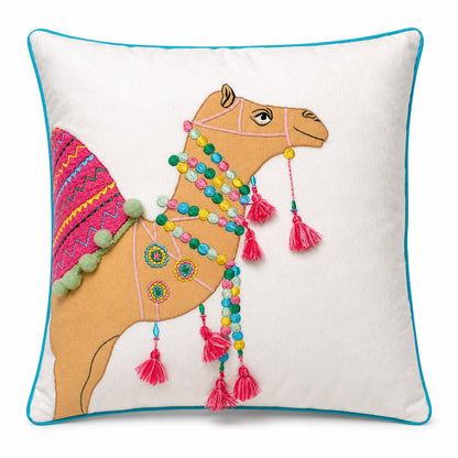 Velvet Cushion Cover – Decorative Camel Throw Pillow for Sofa, Bed, Living Room & Boho Home Décor (Pack of 1, 2 & 5)
