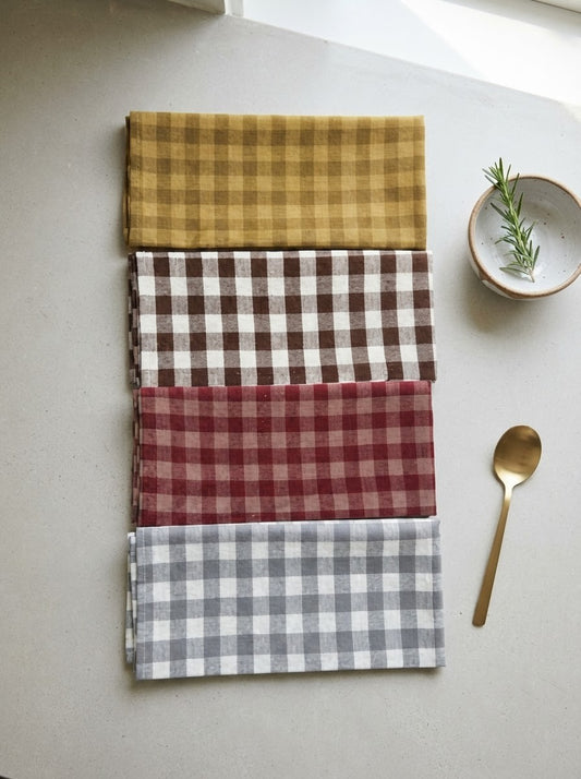 4-Piece Checkered Kitchen Towel Set – Soft & Absorbent Cotton Dish Towels for Kitchen Cleaning & Drying