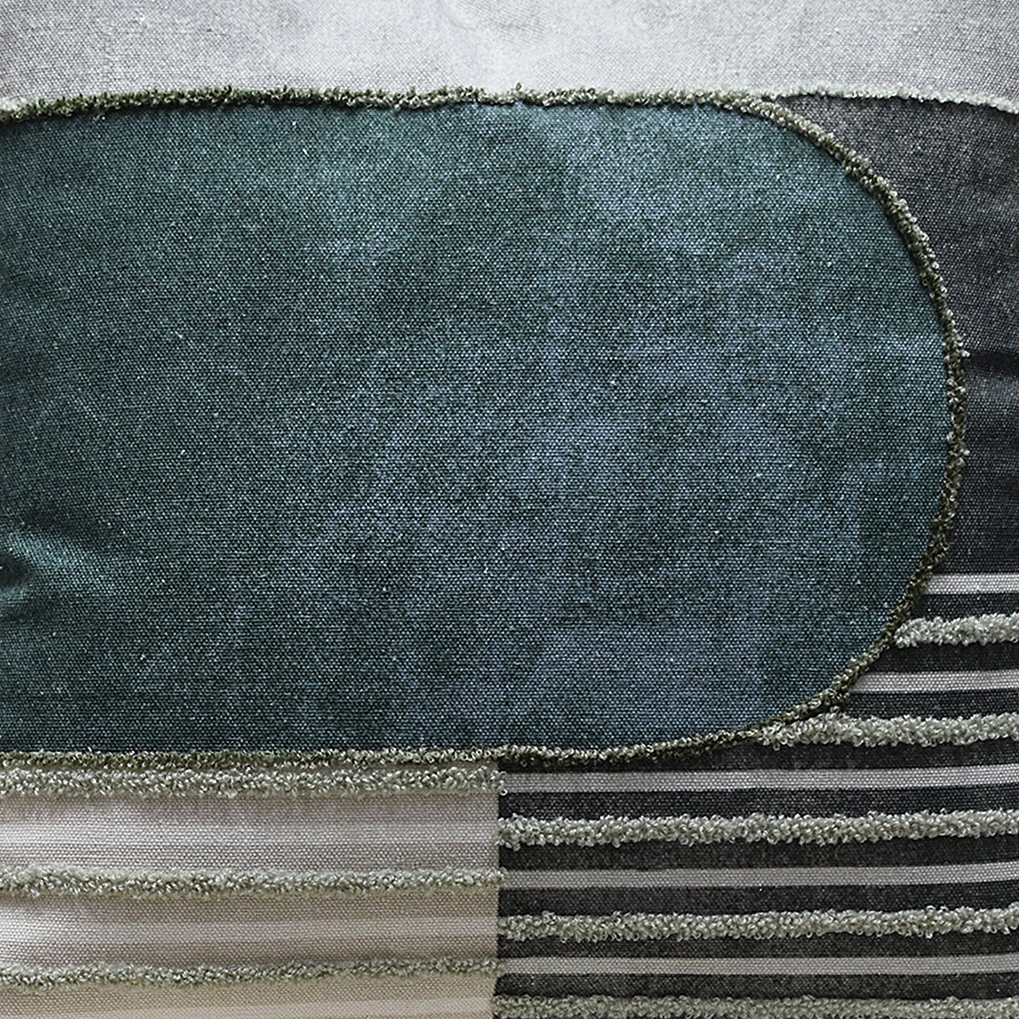 Modern Textured Cotton Cushion Cover with Insert | Handmade Striped Patchwork Throw Pillow | Grey & Charcoal Decorative Pillow