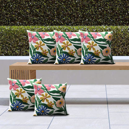 Handcrafted Floral Tufted Cotton Cushion Cover Set With Filler Insert (16x16 Inch) – Soft Decorative Pillow Covers for Sofa & Living Room