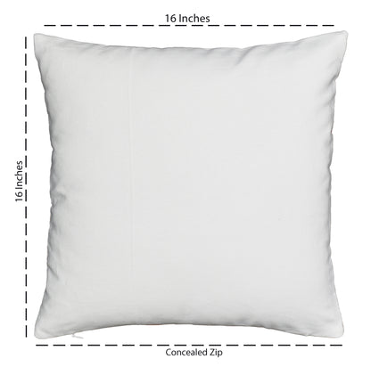 Embroidered Floral Cotton Cushion with Polyester Filler Insert