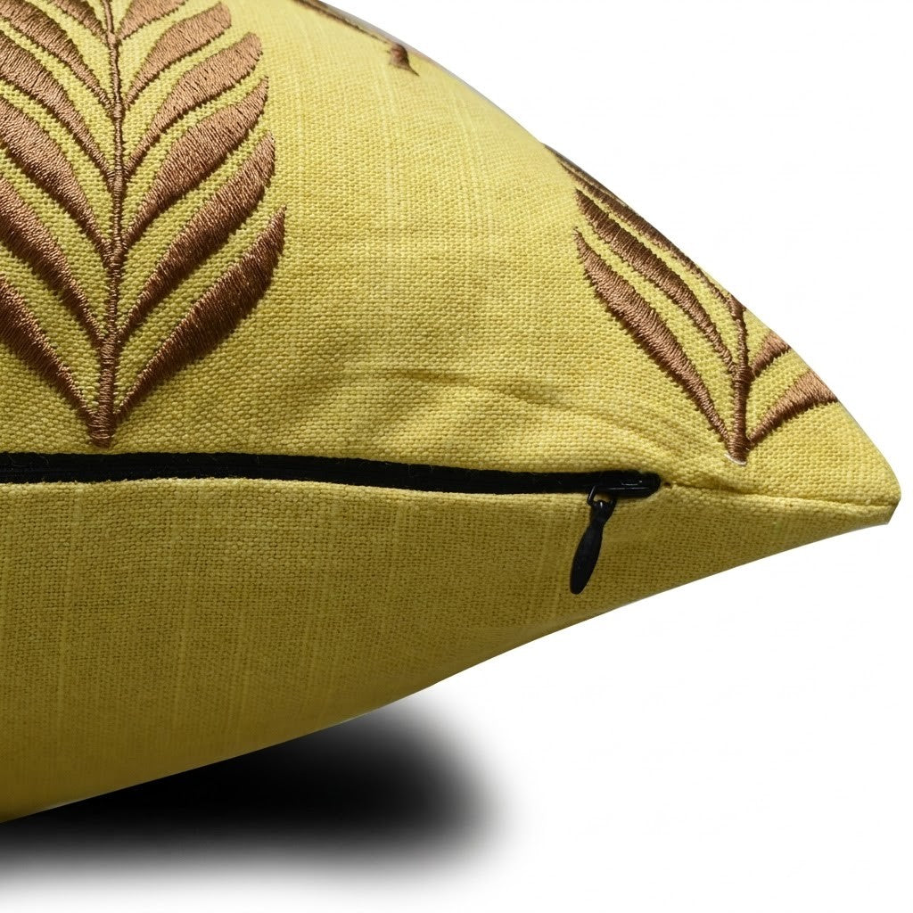 Cotton Embroidered Cushion Cover with Insert – Leaf Pattern Decorative Throw Pillow for Sofa, Bed & Living Room | 16 x 16 Inch (Copy)