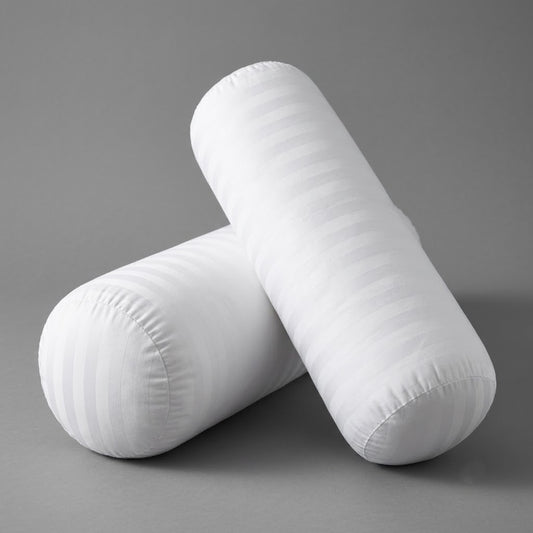 Set of 2 Micro Polyester Fiber Filled Bolster Pillows( 9" Round x 20" Length) | Long Cylindrical Bed Cushions for Body, Neck & Back Support