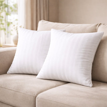 18x18 Inch White Striped Polyester Cushion Insert – Premium Soft Decorative Throw Pillow Insert