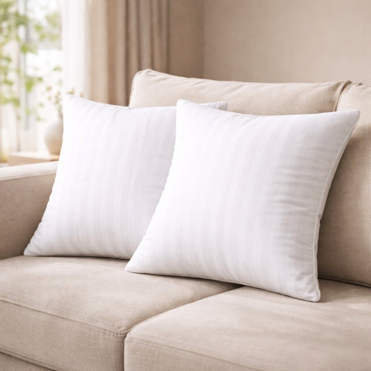 White Striped Premium Cushion Insert – Soft & Fluffy Decorative Pillow Filler | 24x24 Inch