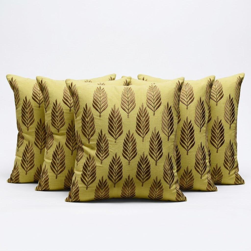 Cotton Embroidered Cushion Cover with Insert – Leaf Pattern Decorative Throw Pillow for Sofa, Bed & Living Room | 16 x 16 Inch (Copy)