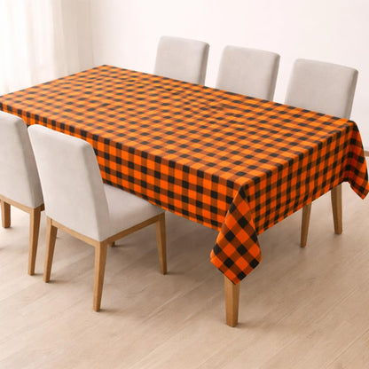 Zensha Cotton Rectangular Checkered Dining Table Cloth for 4–6 Seater (140x180 cm) | Wrinkle-Resistant | Perfect for Daily Use & Parties