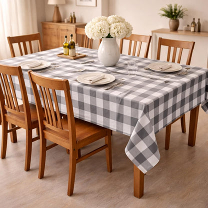 Zensha Cotton Rectangular Checkered Dining Table Cloth for 4–6 Seater (140x180 cm) | Wrinkle-Resistant | Perfect for Daily Use & Parties