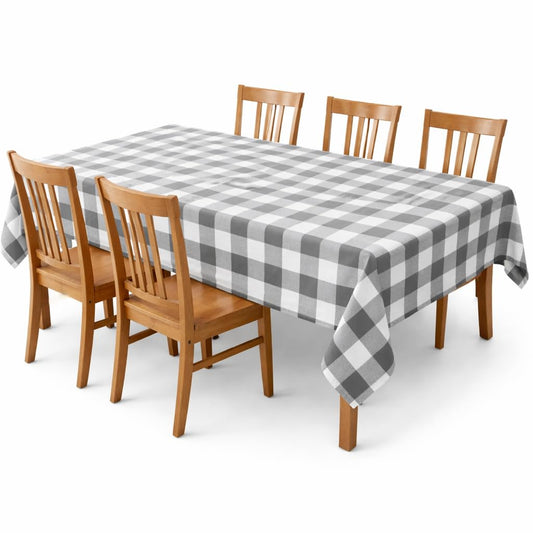 Zensha Cotton Rectangular Checkered Dining Table Cloth for 4–6 Seater (140x180 cm) | Wrinkle-Resistant | Perfect for Daily Use & Parties