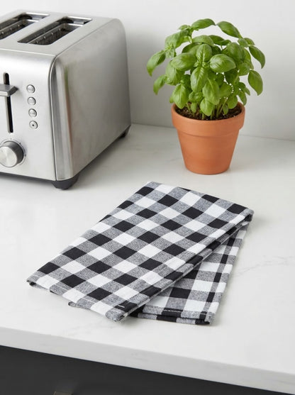 4-Piece Checkered Kitchen Towel Set – Soft & Absorbent Cotton Dish Towels for Kitchen Cleaning & Drying