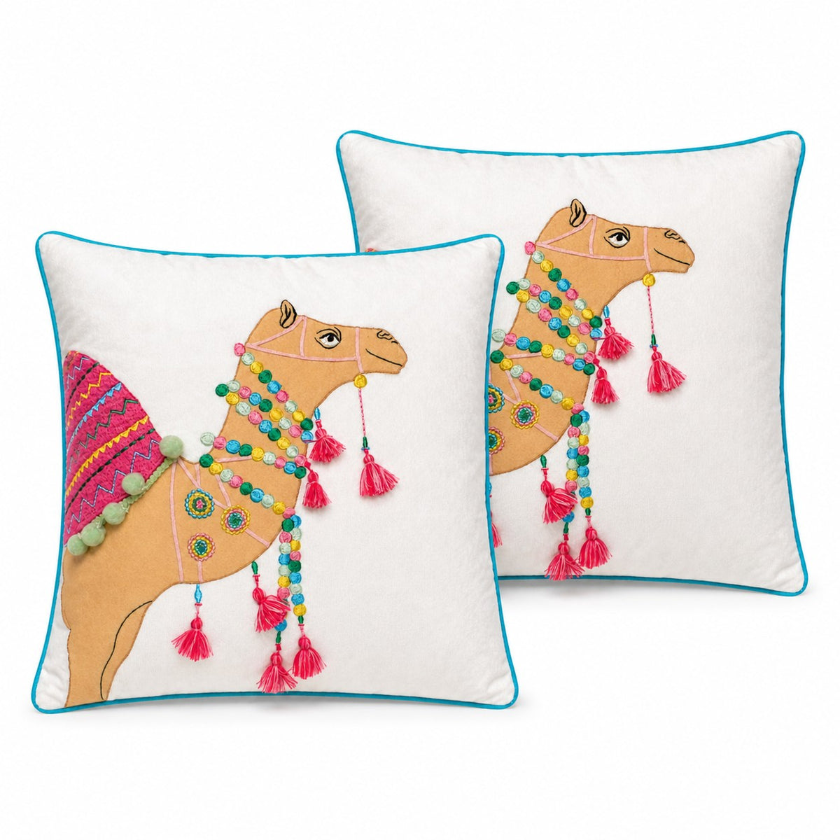 Velvet Cushion Cover – Decorative Camel Throw Pillow for Sofa, Bed, Living Room & Boho Home Décor (Pack of 1, 2 & 5)