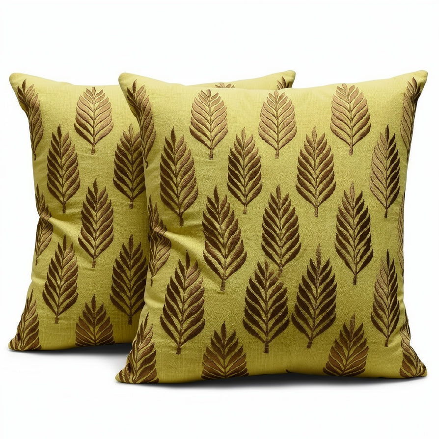 Cotton Embroidered Cushion Cover with Insert – Leaf Pattern Decorative Throw Pillow for Sofa, Bed & Living Room | 16 x 16 Inch (Copy)