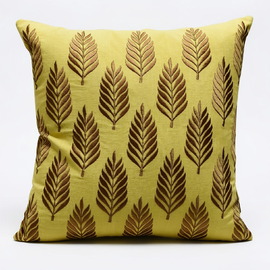 Cotton Embroidered Cushion Cover with Insert – Leaf Pattern Decorative Throw Pillow for Sofa, Bed & Living Room | 16 x 16 Inch (Copy)