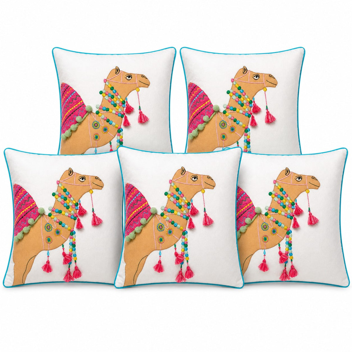 Velvet Cushion Cover – Decorative Camel Throw Pillow for Sofa, Bed, Living Room & Boho Home Décor (Pack of 1, 2 & 5)