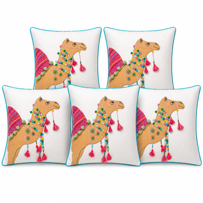 Velvet Cushion Cover – Decorative Camel Throw Pillow for Sofa, Bed, Living Room & Boho Home Décor (Pack of 1, 2 & 5)