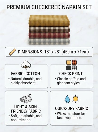 4-Piece Checkered Kitchen Towel Set – Soft & Absorbent Cotton Dish Towels for Kitchen Cleaning & Drying