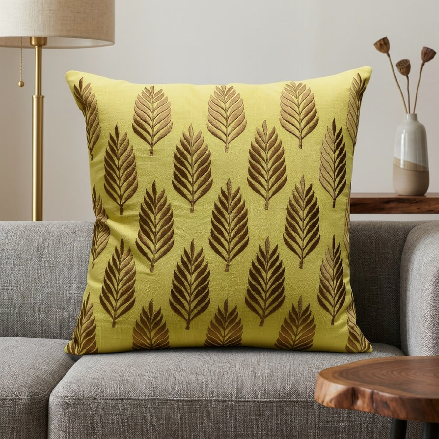 Cotton Embroidered Cushion Cover with Insert – Leaf Pattern Decorative Throw Pillow for Sofa, Bed & Living Room | 16 x 16 Inch (Copy)
