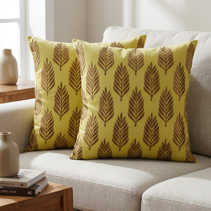 Cotton Embroidered Cushion Cover with Insert – Leaf Pattern Decorative Throw Pillow for Sofa, Bed & Living Room | 16 x 16 Inch (Copy)