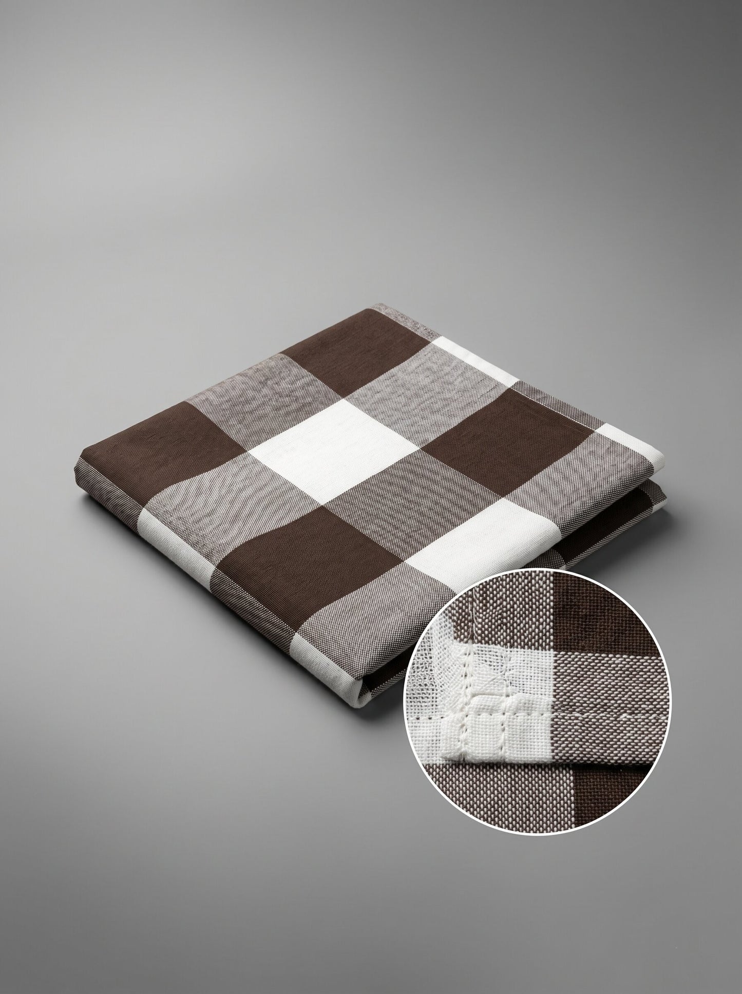Premium Cotton Buffalo Check Kitchen Apron – Brown & Off White Plaid Adjustable Neck Strap & Front Pocket
