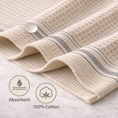 Cotton Waffle Weave Kitchen Towels Set – Ultra Absorbent Dish Towels for Drying & Cleaning
