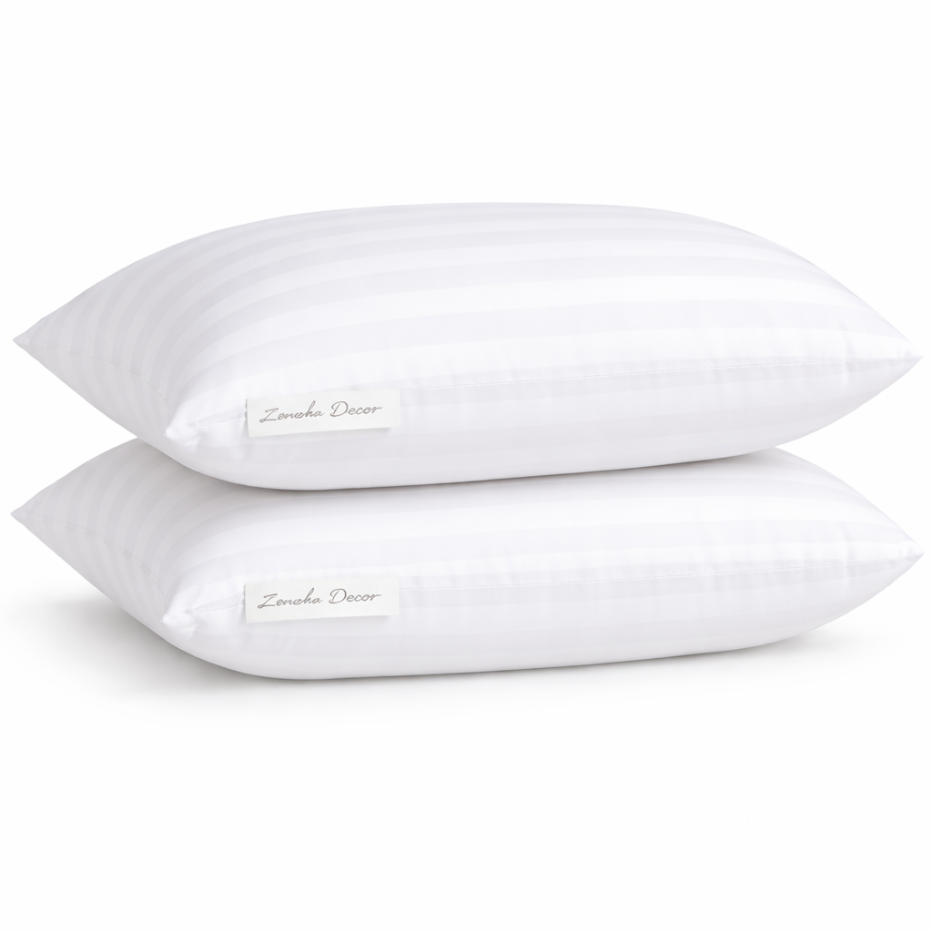 White Striped Premium Cushion Insert 17 x 26 Inch – Soft, Plush & Durable Rectangular Lumbar Pillow Filler