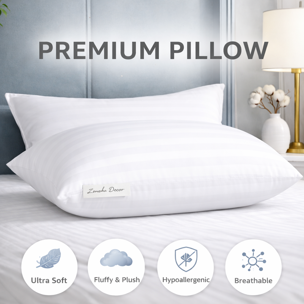 Premium Striped Cushion Insert 9 x 20 Inch - White