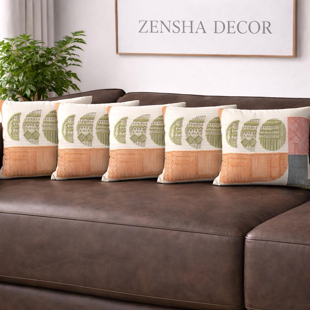 Boho Embroidered Cotton Lumbar Cushion Cover with Insert – 14x20 Inch Decorative Throw Pillow