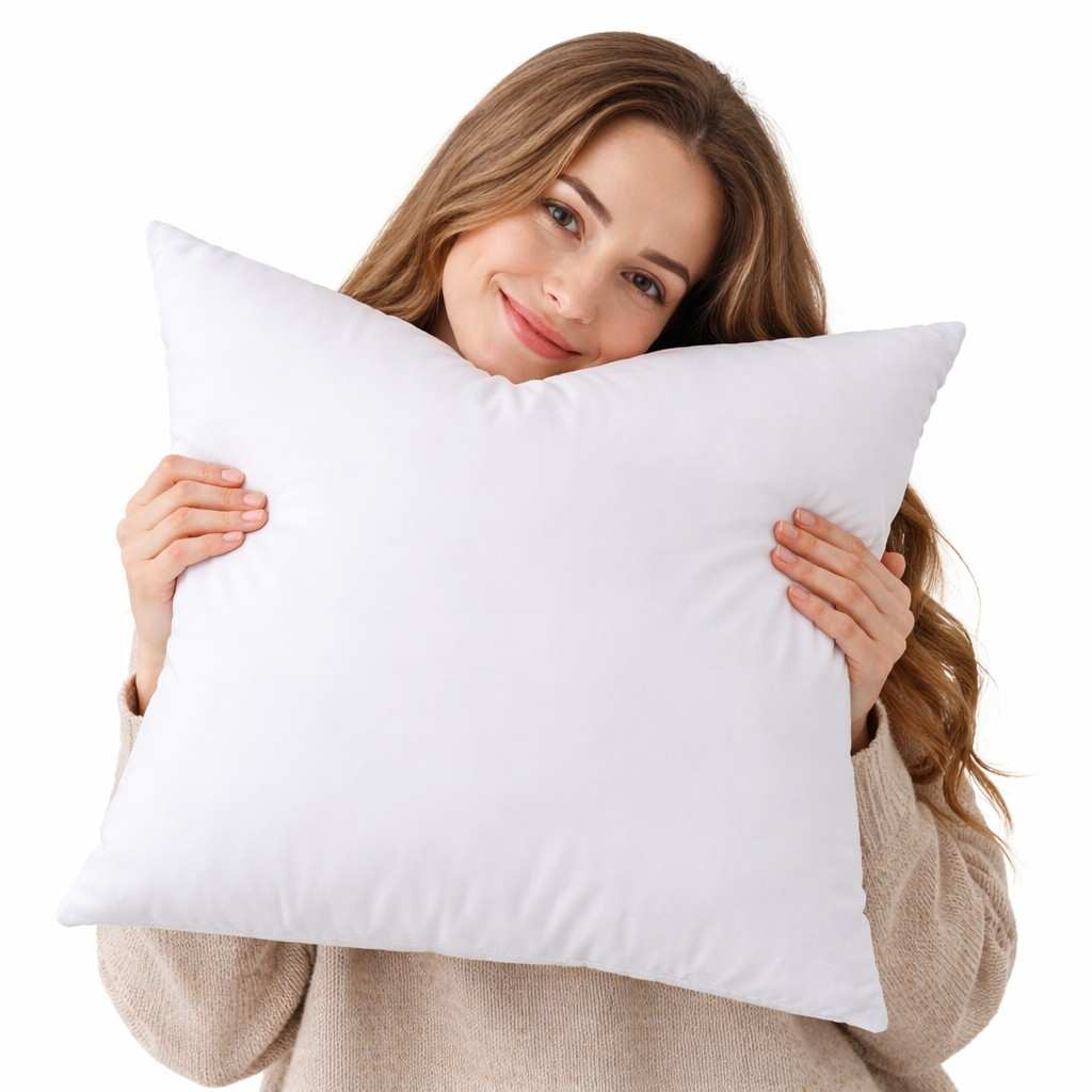 Plain White Polyester Cushion Insert 24x24 Inch – Premium Soft Square Decorative Pillow Filler for Sofa, Couch, Bed & Large Cushion Covers