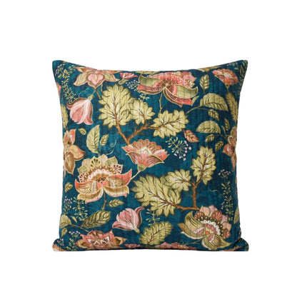 Luxury Floral Printed Polyester Cushion Cover with Cushion Insert –Midnight Green Decorative Sofa Pillow | Soft & Durable Home Décor Cushion