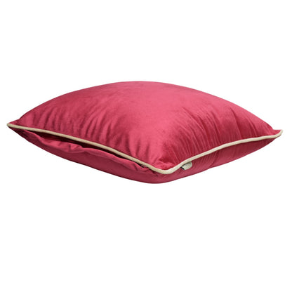 Premium Red Poly Velvet Cushion Cover with Polyester Filler Insert (16X16 Inch)– Soft Decorative Sofa Cushion