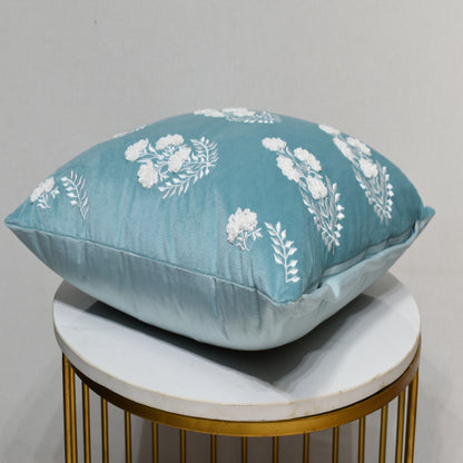 Premium Polyester Cushion Cover with Insert – Blue Floral Printed Decorative Throw Pillow for Sofa, Living Room & Bedroom