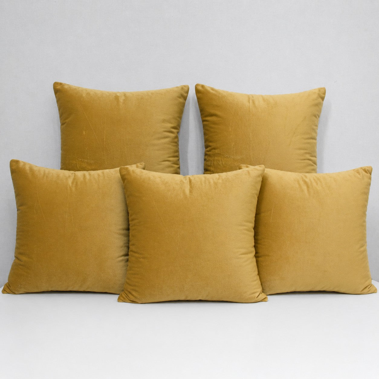 Mustard Yellow Poly Velvet Cushion Cover with Insert – Luxury Soft Throw Pillows for Couch & Living Room